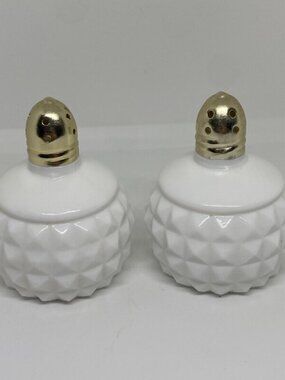 Vintage HOBNAIL Salt and Pepper Shakers White Milk Glass Made in Japan